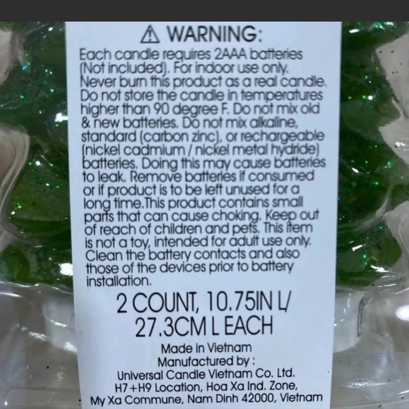 𝅺WELL Dressed Home Wax Tree Shape Flameless Taper Candles Set 2 New 11" - Picture 5 of 6